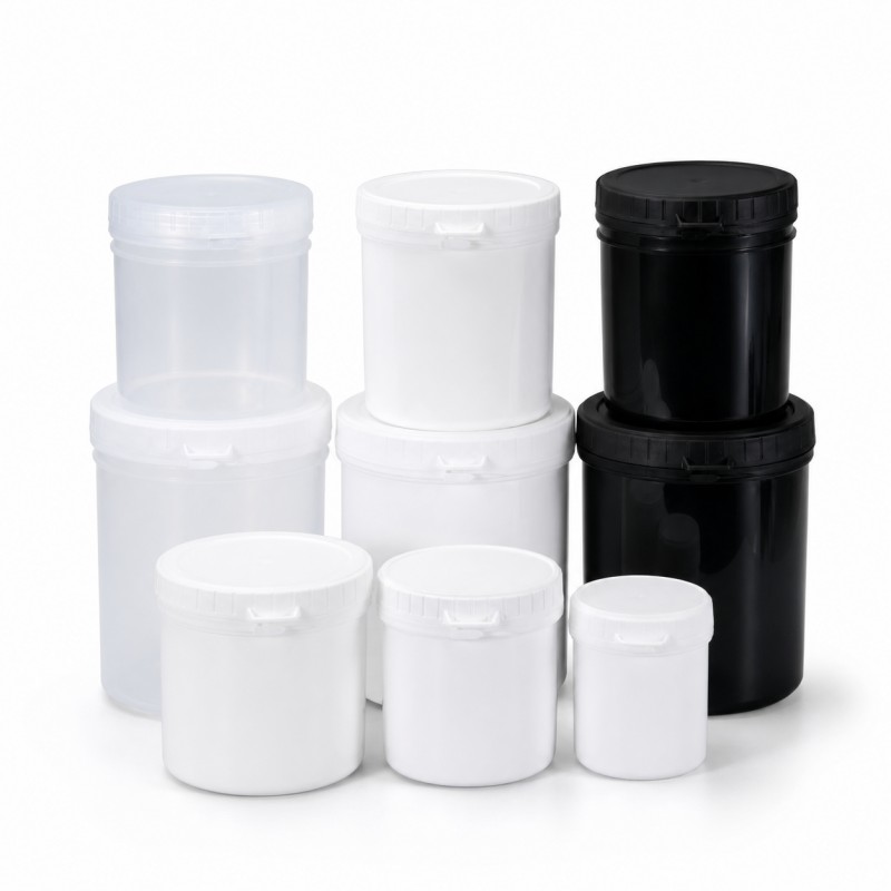  Custom plastic jars with screw lids for food cosmetic and household packaging