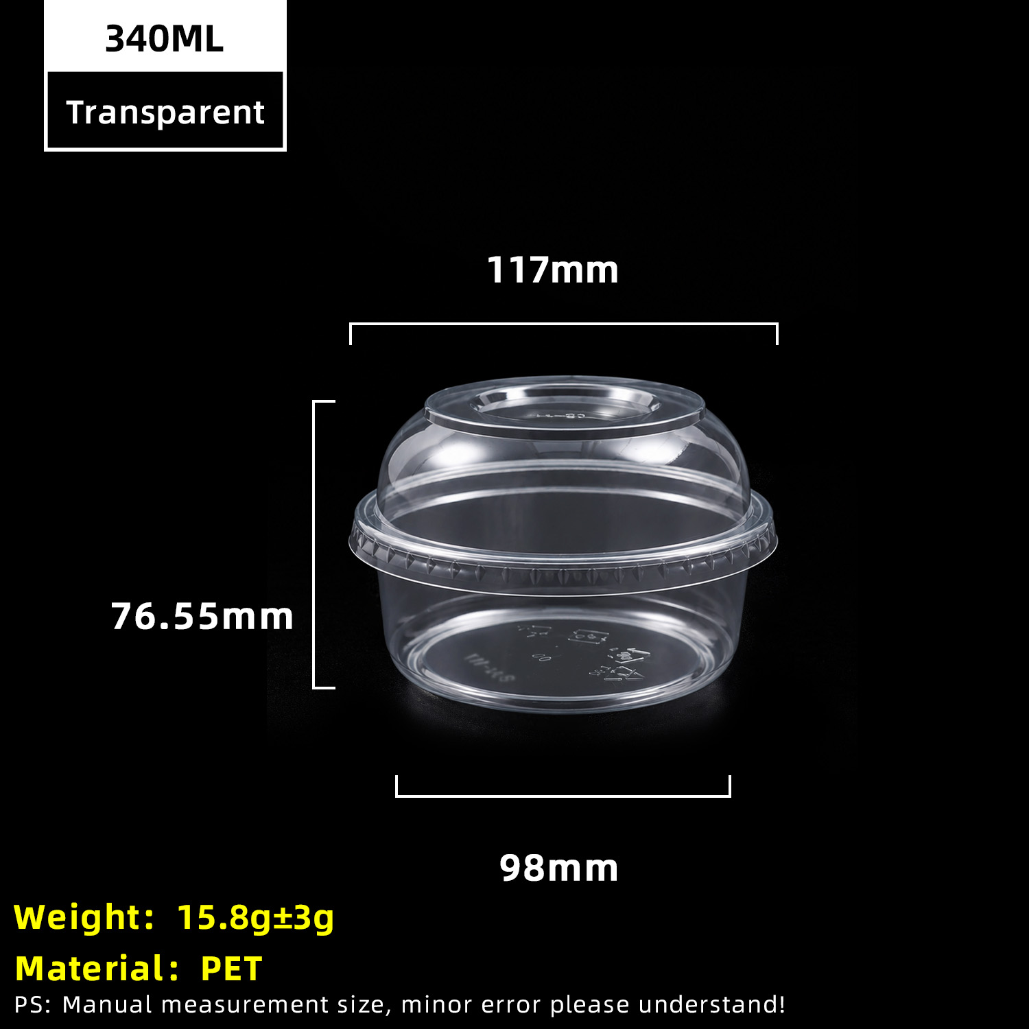 8oz 340ml Clear PET Plastic Cup