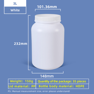 3L HDPE Wide Mouth Plastic Bottle with Gasket Cap Leakproof for Chemical Lab Use