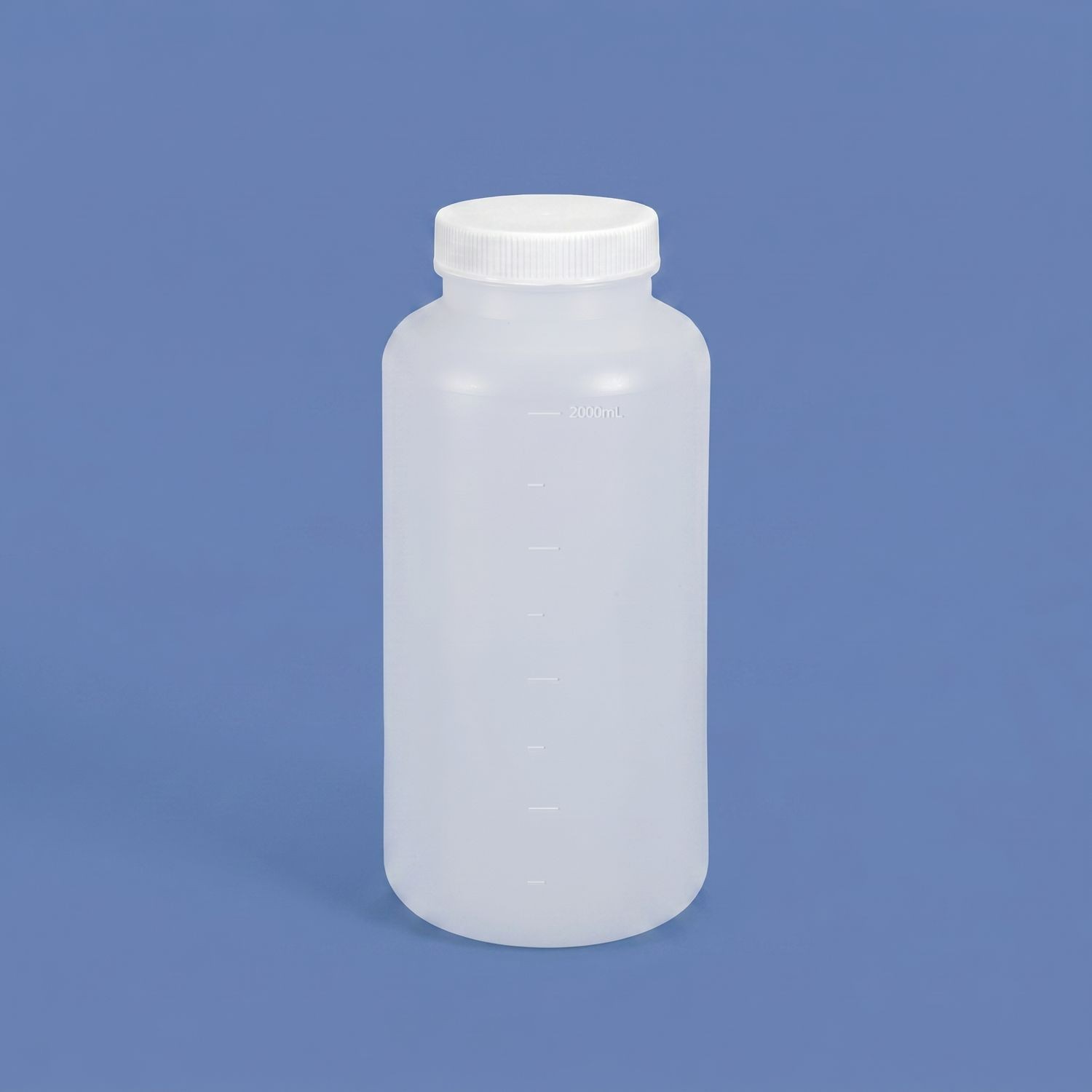 2L HDPE Wide Mouth Plastic Bottle with Inner Cap Leakproof for Chemical Lab Use