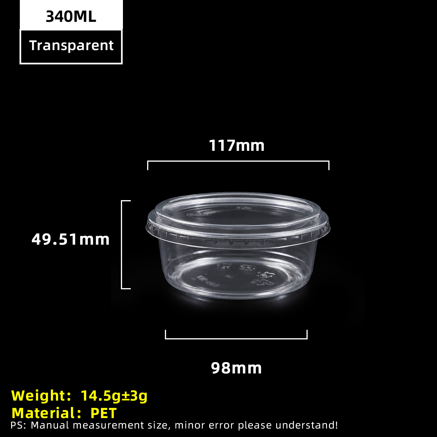 8oz 340ml Clear PET Plastic Cup