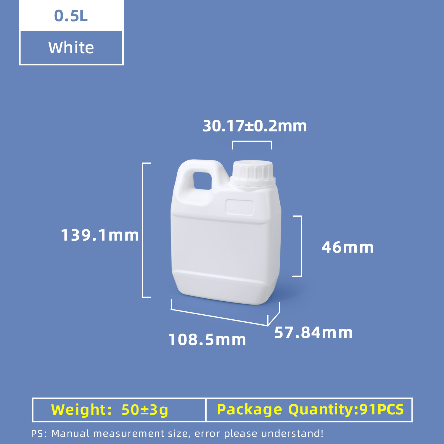 500ml F Style Jugs 0.5 Liter Food Grade HDPE Wine Plastic Jerry Can