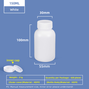 150ml HDPE Wide Mouth Plastic Bottle with Inner Cap Leakproof for Chemical Lab Use