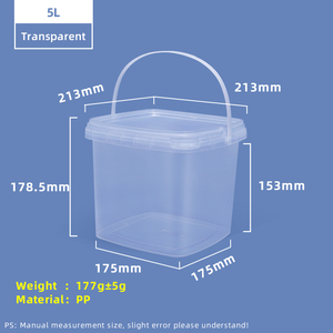 5L Square Food Grade PP Plastic Storage Bucket