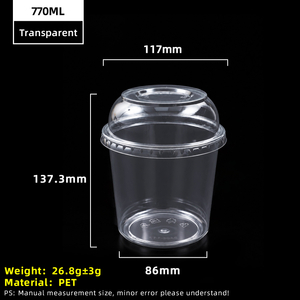 24oz 770ml Clear PET Plastic Cup