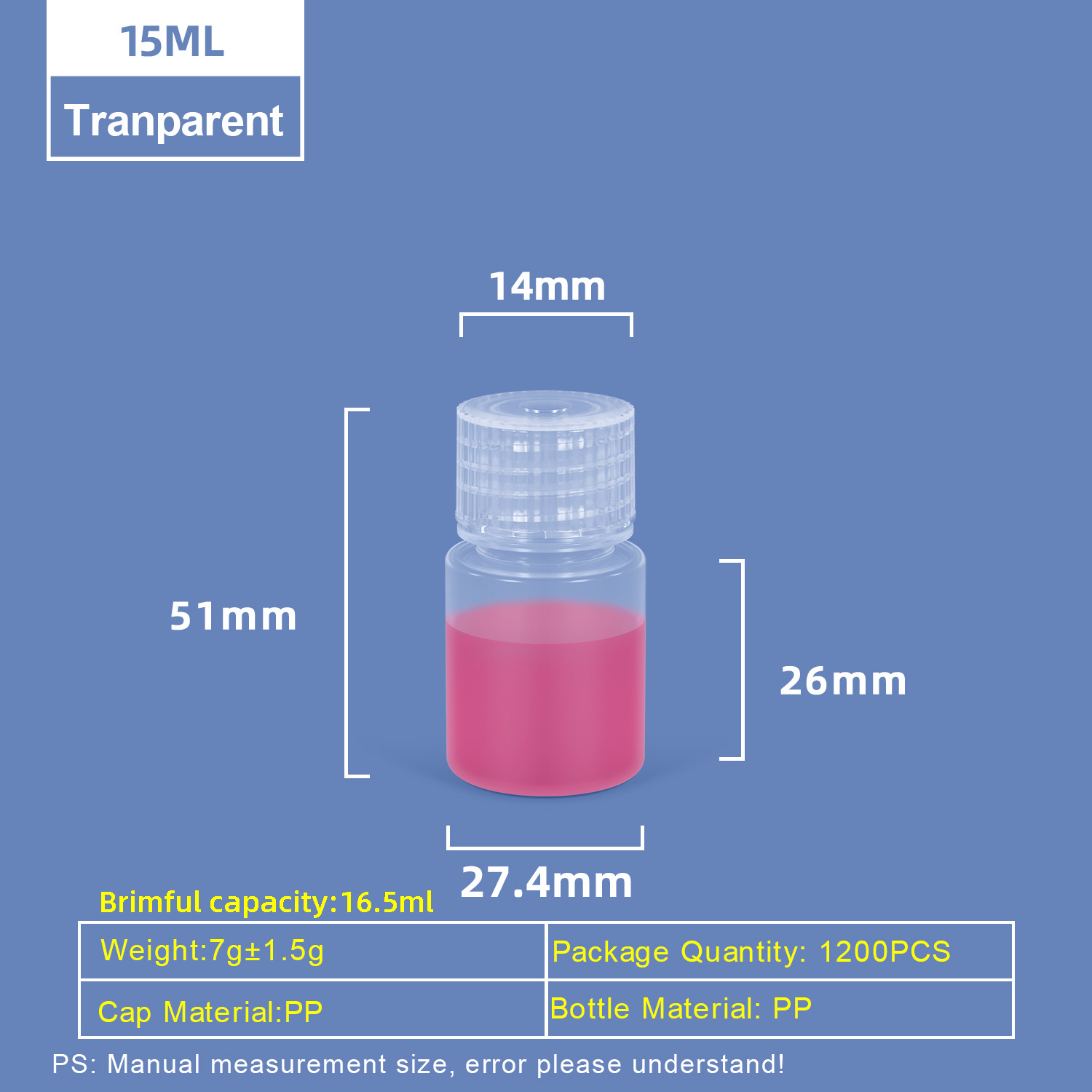 15ML Wide Neck Plastic PP Bottle