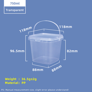 750ML Square Food Grade PP Plastic Storage Bucket