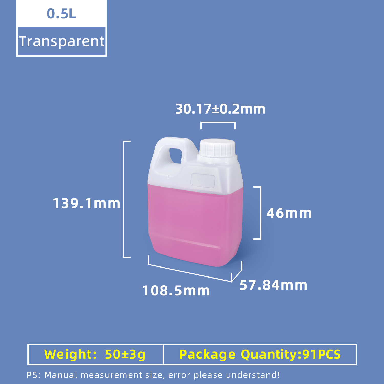 500ml F Style Jugs 0.5 Liter Food Grade HDPE Wine Plastic Jerry Can