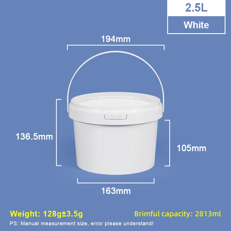 2.5L Food-grade PP Plastic Bucket with Lid