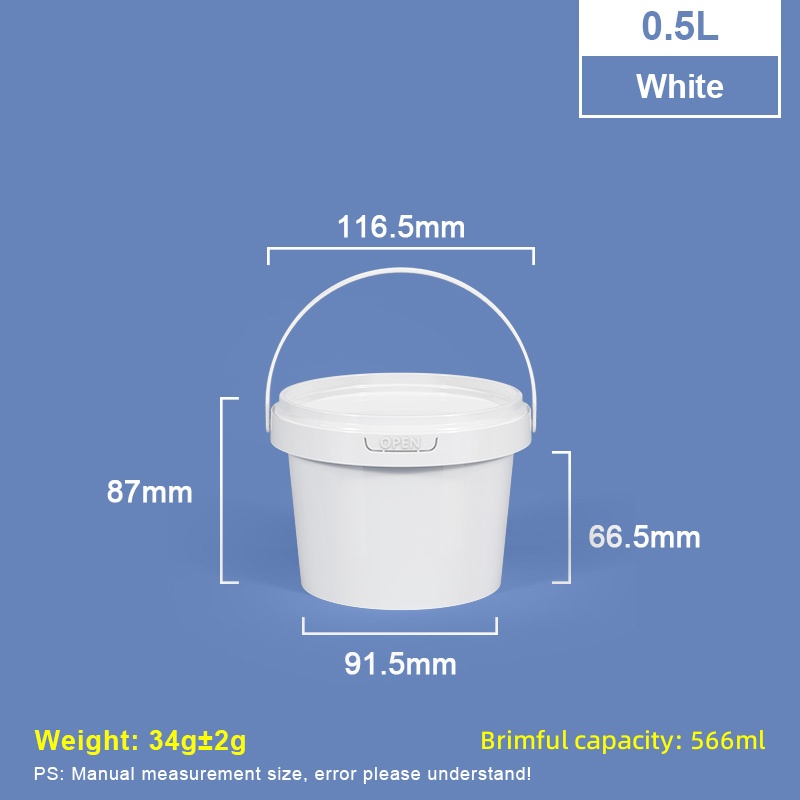500 ml 16.9 oz. Plastic Round Tubs & Buckets